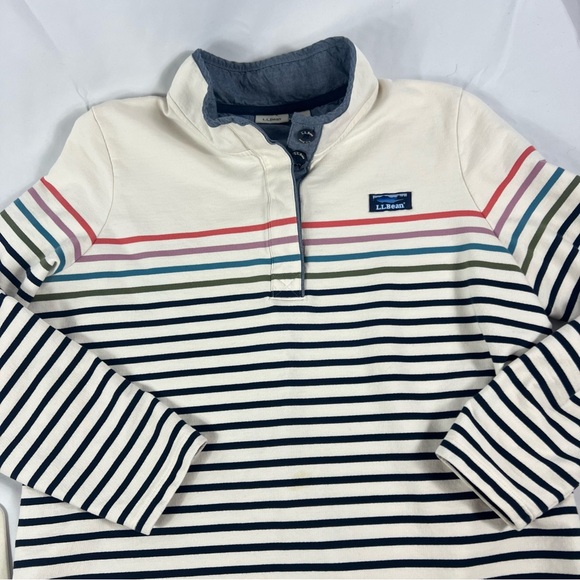 L.L. Bean Women’s Striped Rugby Polo Quarter Snap Pullover Henley Shirt - Picture 2 of 10